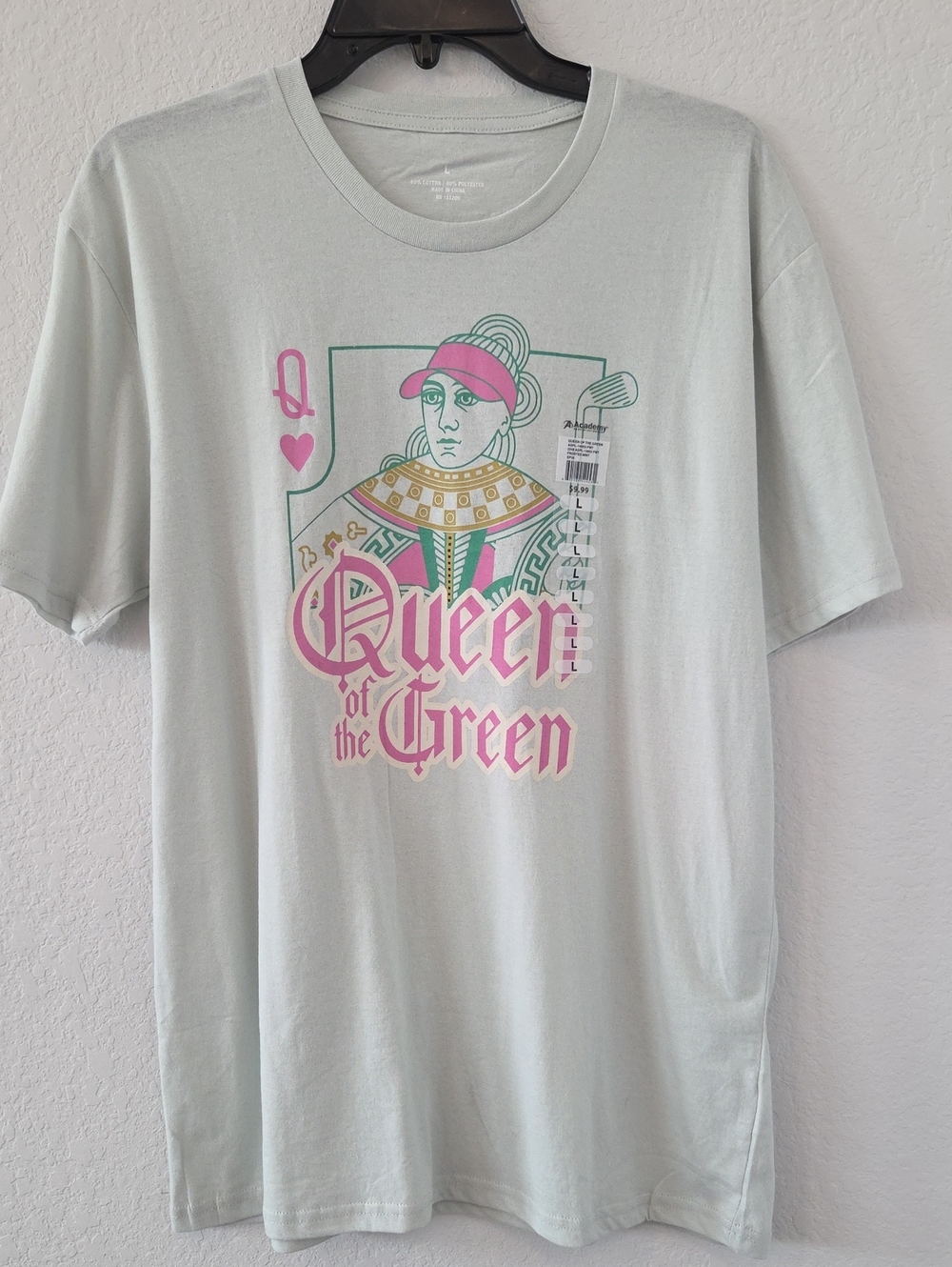 Queen of the Green Golf Womens Graphic Tee Shit Mint Green Large Novelty Funny
